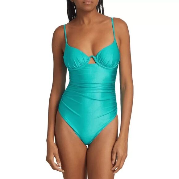 Jonathan Simkhai womens One Piece Swimsuit size XS Mykonos Teal Underwire $265 - Picture 1 of 11